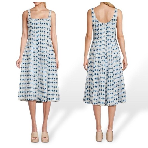 NWT CHRISTIAN LACROIX linen geometric Print Sleeveless fit flare Dress XS $498 - Picture 1 of 14